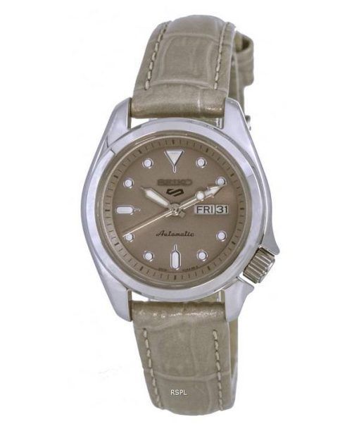 Seiko 5 스포츠 Compact Leather Beige 다이얼 오토매틱 SRE005 SRE005K1 SRE005K 100M 여성용 시계