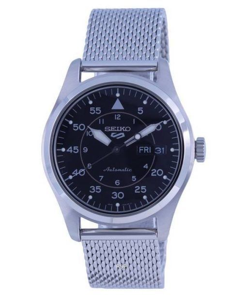 Seiko 5 Sports Flieger 스테인레스 스틸 메쉬 검은색 다이얼 오토매틱 SRPH23K1 100M 남성용 시계