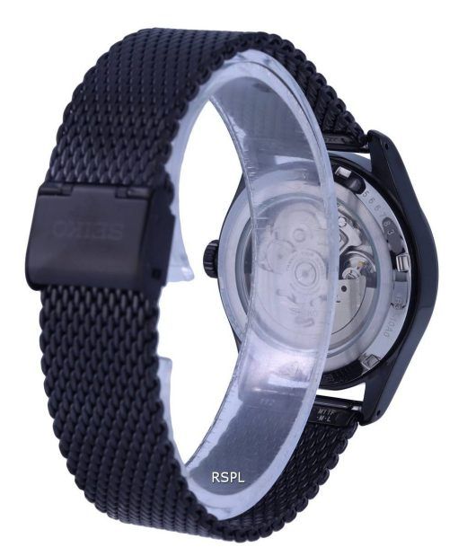 Seiko 5 Sports Flieger 스테인레스 스틸 메쉬 검은색 다이얼 오토매틱 SRPH25K1 100M 남성용 시계