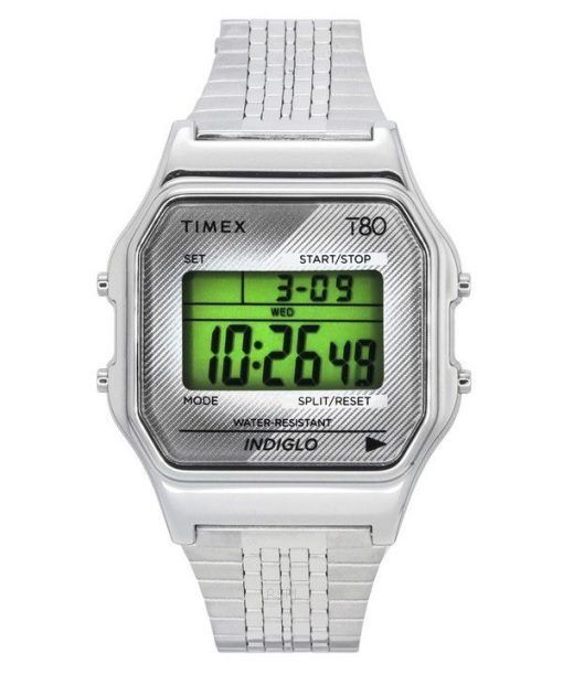 Timex T80 디지털 스테인레스 스틸 팔찌 쿼츠 TW2R79300 남여 공용 시계