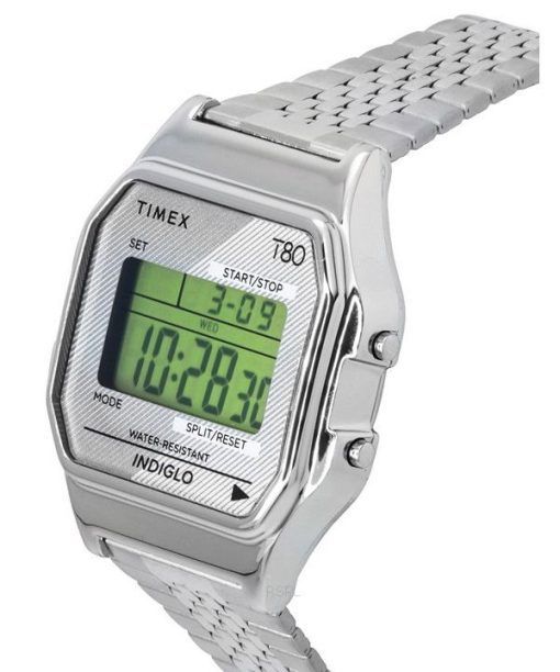 Timex T80 디지털 스테인레스 스틸 팔찌 쿼츠 TW2R79300 남여 공용 시계