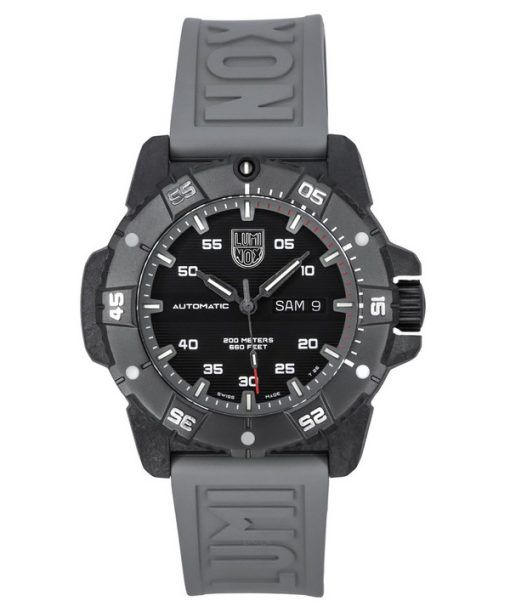 Luminox Master Carbon SEAL 그레이 러버 스트랩 블랙 다이얼 스위스 오토매틱 다이버 XS.3862 200M 남성용 시계