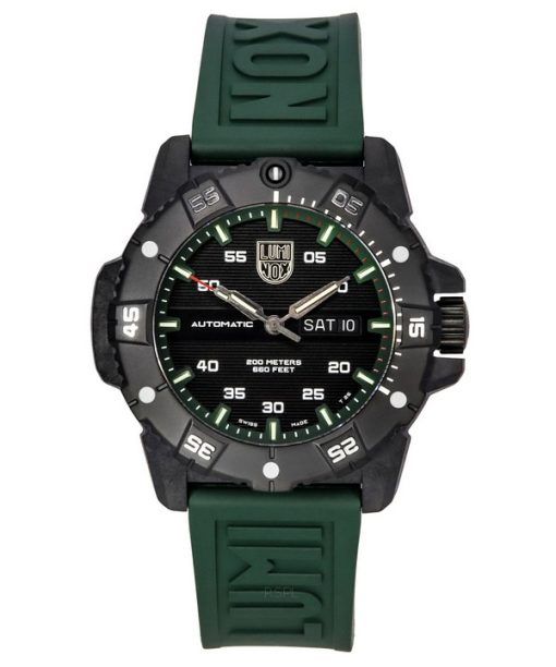 Luminox Master Carbon SEAL 그린 러버 스트랩 블랙 다이얼 스위스 오토매틱 다이버 XS.3877 200M 남성용 시계