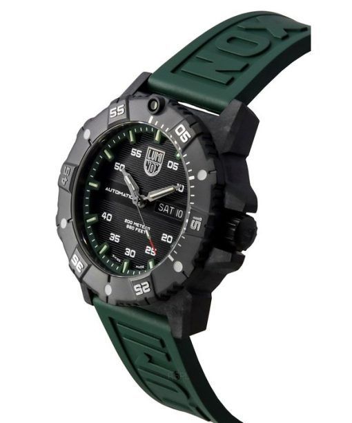 Luminox Master Carbon SEAL 그린 러버 스트랩 블랙 다이얼 스위스 오토매틱 다이버 XS.3877 200M 남성용 시계