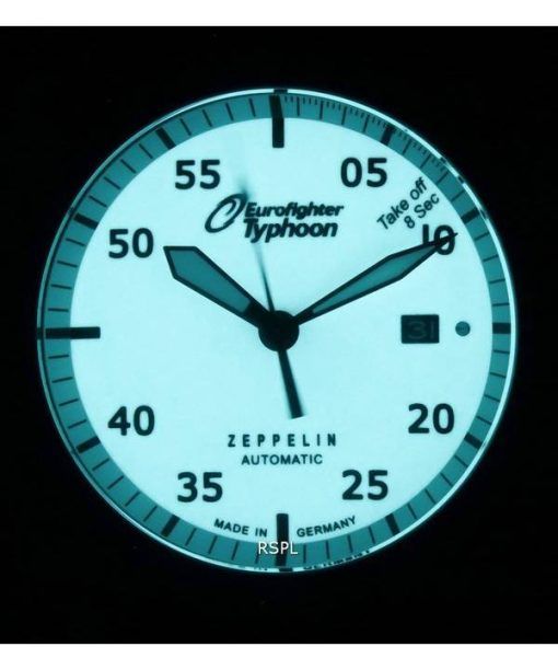 제플린 유로파이터 크로노그래프 가죽 스트랩 베이지 다이얼 오토매틱 다이버 7268-5 72685 200M 남성용 시계