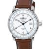 Zeppelin 100 Jahre GMT 가죽 스트랩 실버 다이얼 오토매틱 86661 남성용 시계