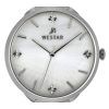 Westar Zing Crystal Accents 스테인레스 스틸 메쉬 화이트 마더 오브 펄 다이얼 쿼츠 00128STN11 여성용 시계