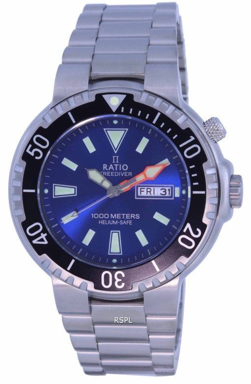 Ratio FreeDiver 블루 다이얼 스테인레스 스틸 쿼츠 1050HA93-12V-BLU 1000M 남성용 시계