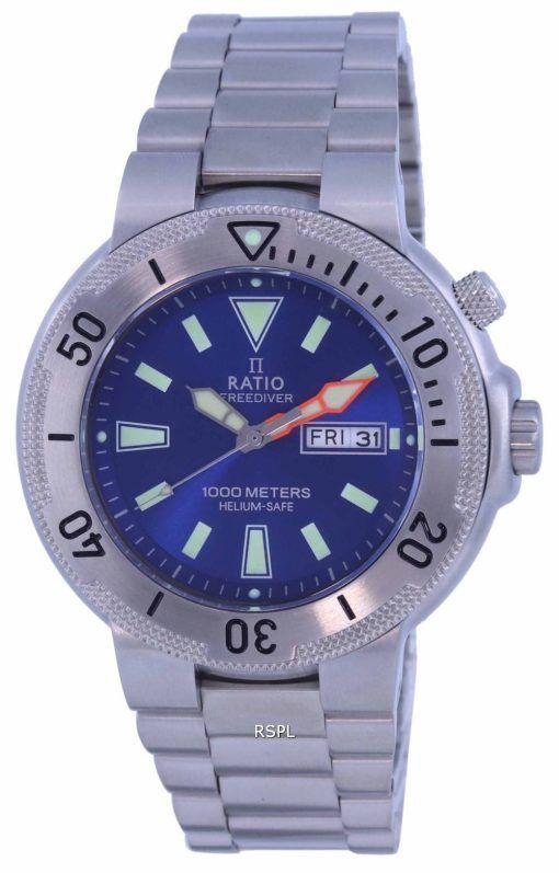 Ratio FreeDiver 블루 다이얼 스테인레스 스틸 쿼츠 1050MD93-12V-BLU 1000M 남성용 시계