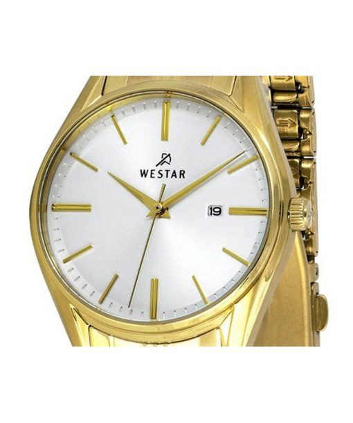 Westar Profile Gold Tone 스테인레스 스틸 화이트 다이얼 쿼츠 40210GPN107 여성용 시계