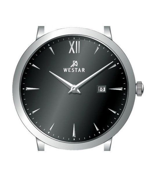 Westar Profile 가죽 스트랩 블랙 다이얼 쿼츠 50214STN103 남성용 시계