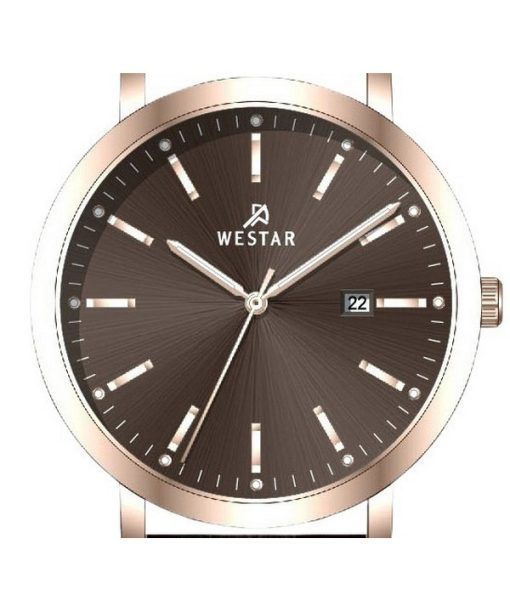 Westar Profile 가죽 스트랩 브라운 다이얼 쿼츠 50216PPN620 남성용 시계