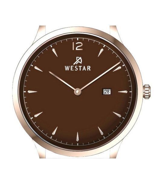 Westar Profile 가죽 스트랩 브라운 다이얼 쿼츠 50217PPN620 남성용 시계