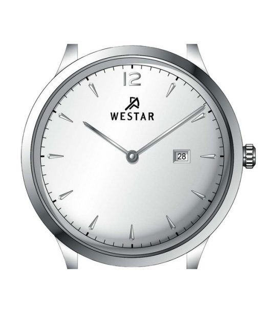 Westar Profile 가죽 스트랩 실버 다이얼 쿼츠 50217STN107 남성용 시계