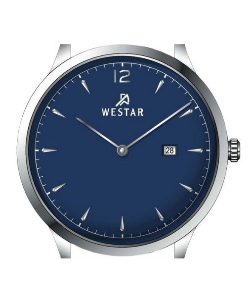 Westar Profile 가죽 스트랩 블루 다이얼 쿼츠 50217STN124 남성용 시계