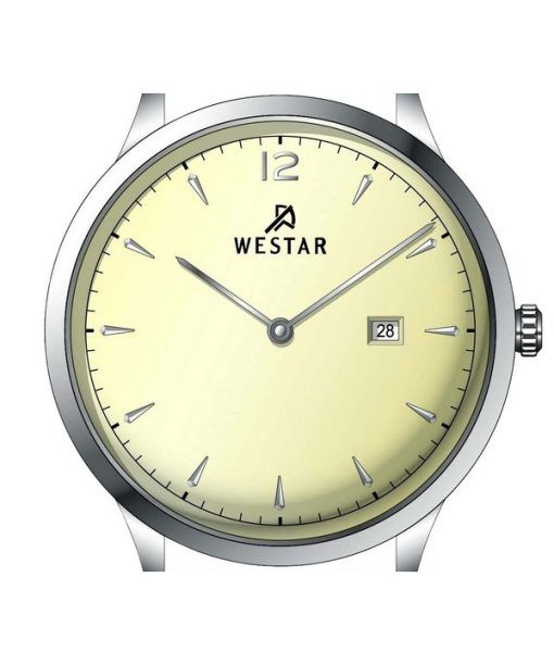 Westar Profile 가죽 스트랩 라이트 샴페인 다이얼 쿼츠 50217STN182 남성용 시계