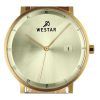 Westar Profile 가죽 스트랩 라이트 샴페인 다이얼 쿼츠 50221GPN122 남성용 시계