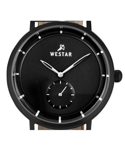 Westar Profile 가죽 스트랩 블랙 다이얼 쿼츠 50246BBN103 남성용 시계