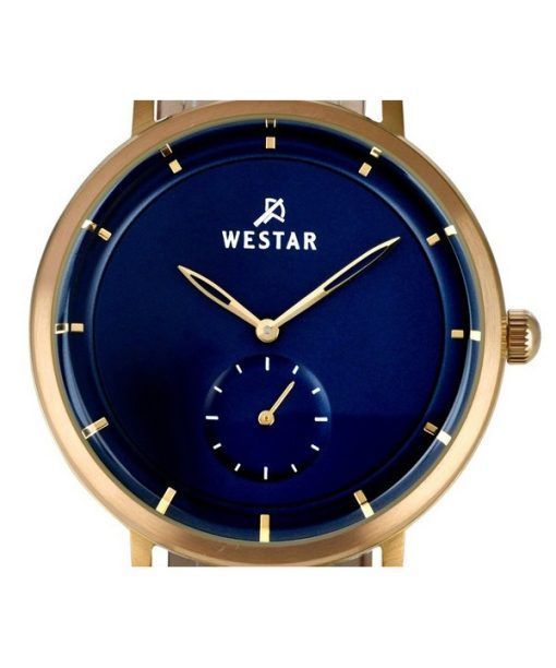 Westar Profile 가죽 스트랩 블루 다이얼 쿼츠 50246BZZ184 남성용 시계