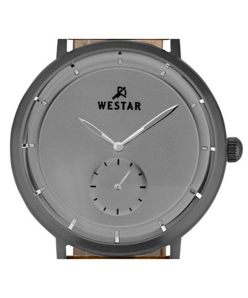 Westar Profile 가죽 스트랩 그레이 다이얼 쿼츠 50246GGN186 남성용 시계