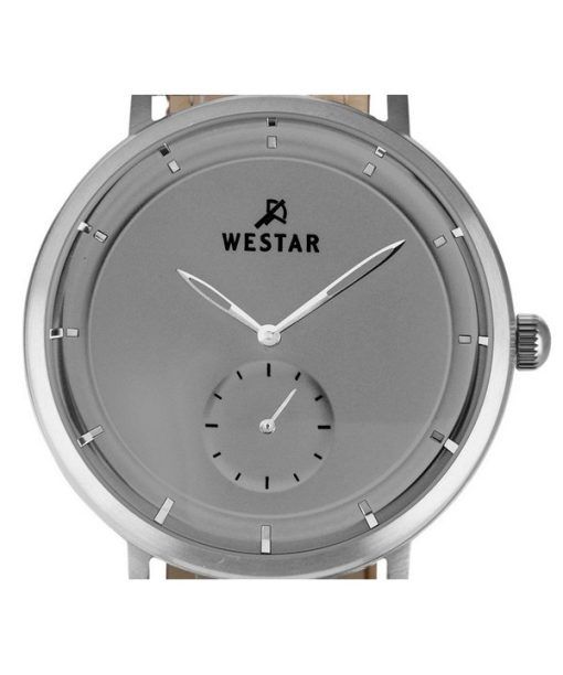 Westar Profile 가죽 스트랩 그레이 다이얼 쿼츠 50246STN106 남성용 시계
