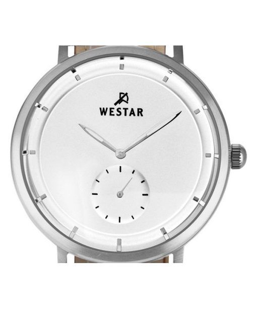 Westar Profile 가죽 스트랩 실버 다이얼 쿼츠 50246STN107 남성용 시계