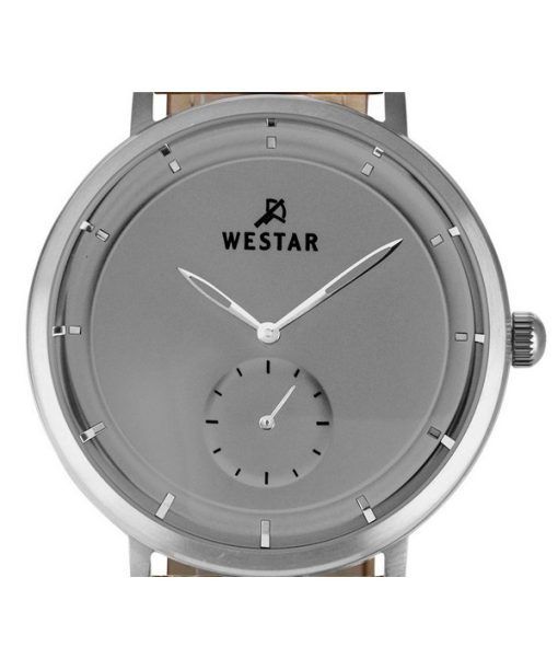 Westar Profile 가죽 스트랩 그레이 다이얼 쿼츠 50246STN186 남성용 시계
