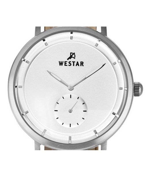 Westar Profile 가죽 스트랩 실버 다이얼 쿼츠 50246STN187 남성용 시계