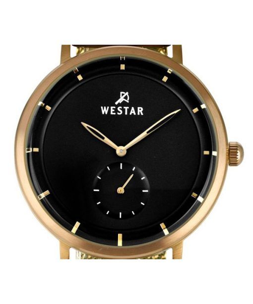 Westar Profile Gold Tone 스테인레스 스틸 블랙 다이얼 쿼츠 50247BZZ103 남성용 시계