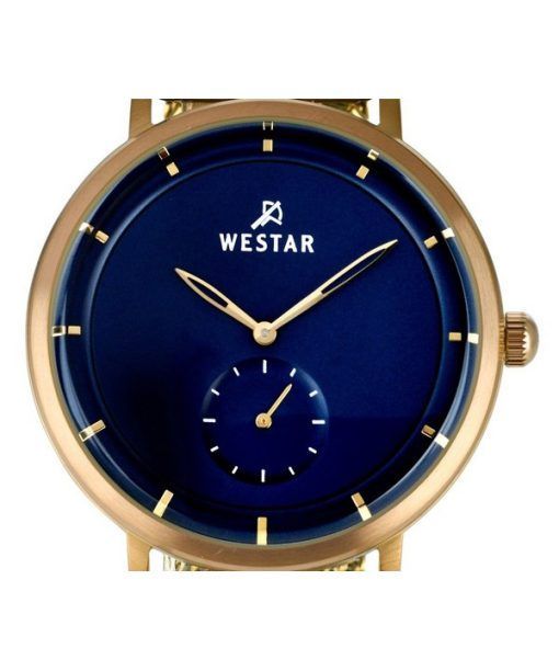 Westar Profile 골드 톤 스테인레스 스틸 블루 다이얼 쿼츠 50247BZZ104 남성용 시계