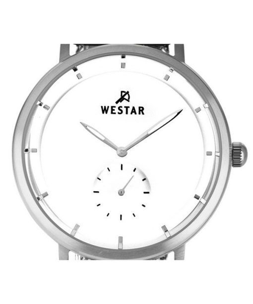 Westar Profile 스테인레스 스틸 메쉬 화이트 다이얼 쿼츠 50247STN101 남성용 시계