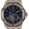 Bulova Marine Star Open Heart 검은색 다이얼 오토매틱 다이버's 98A273 200M 남성용 시계