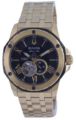 Bulova Marine Star Open Heart 검은색 다이얼 오토매틱 다이버's 98A273 200M 남성용 시계