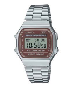 카시오 빈티지 디지털 스테인레스 스틸 팔찌 쿼츠 A168WA-5A 남성용 시계
