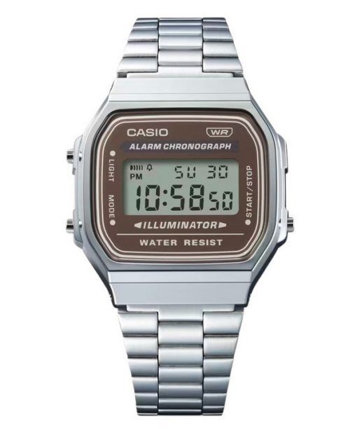카시오 빈티지 디지털 스테인레스 스틸 팔찌 쿼츠 A168WA-5A 남성용 시계