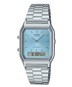 카시오 빈티지 아날로그 디지털 터키석 블루 다이얼 쿼츠 AQ-230A-2A1 여성용 시계