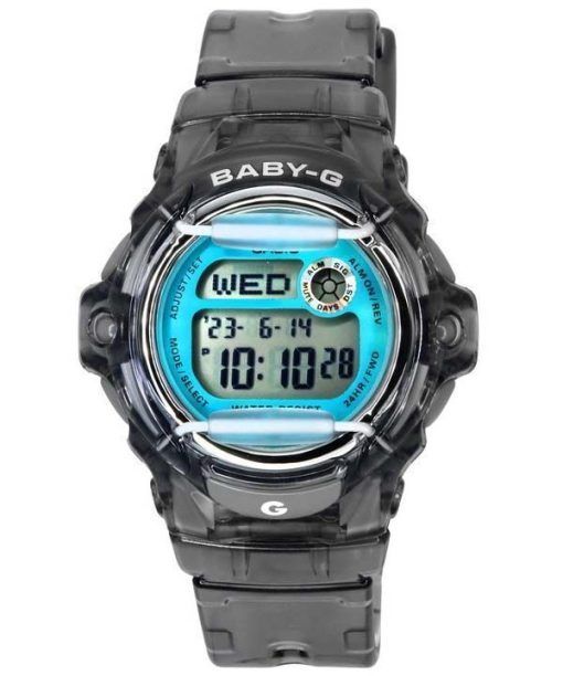카시오 Baby-G 디지털 그레이 레진 스트랩 쿼츠 BG-169U-8B 200M 여성용 시계