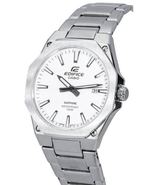 카시오 Edifice 스테인리스 스틸 화이트 다이얼 쿼츠 EFR-S108D-7A EFRS108D-7 100M 남성용 시계