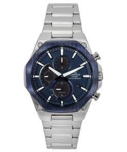 Casio Edifice 아날로그 슬림 라인 사파이어 크리스탈 크로노그래프 블루 다이얼 Solar EFS-S570DB-2A 100M 남성용 시계