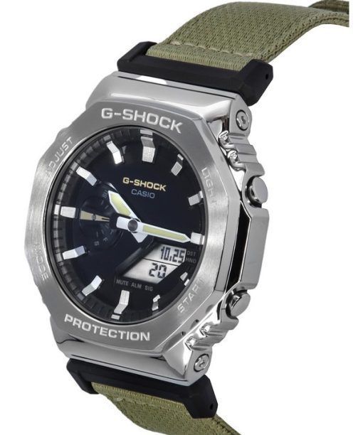 Casio G-Shock 유틸리티 메탈 컬렉션 아날로그 디지털 천 스트랩 블랙 다이얼 쿼츠 GM-2100C-5A 200M 남성용 시계