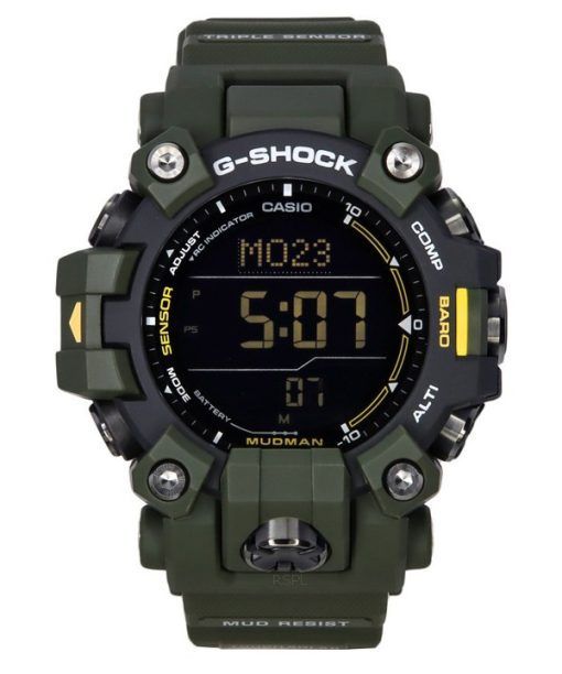 Casio G-Shock Mudman Master Of G-Land 디지털 그린 레진 스트랩 Solar GW-9500-3 200M 남성용 시계