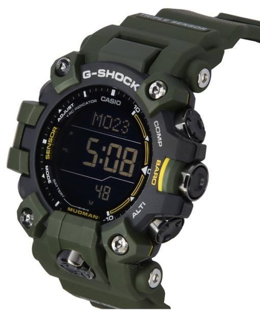 Casio G-Shock Mudman Master Of G-Land 디지털 그린 레진 스트랩 Solar GW-9500-3 200M 남성용 시계