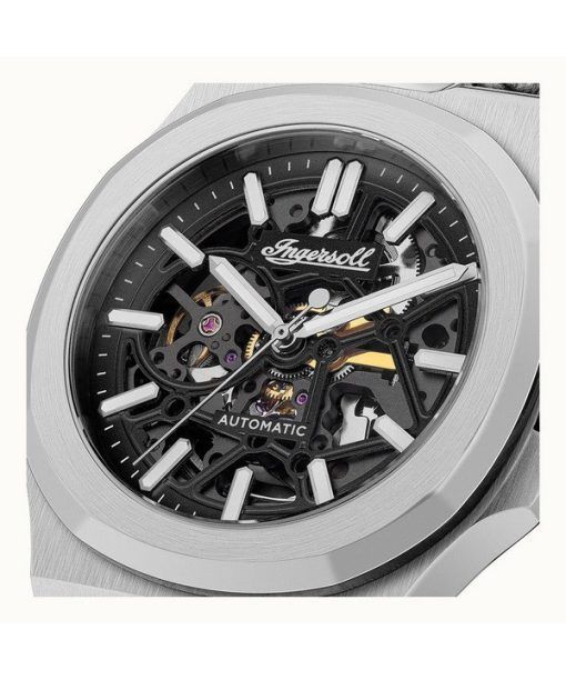잉가솔 카탈리나 가죽 스트랩 블랙 스켈레톤 다이얼 오토매틱 I12502 남성용 시계
