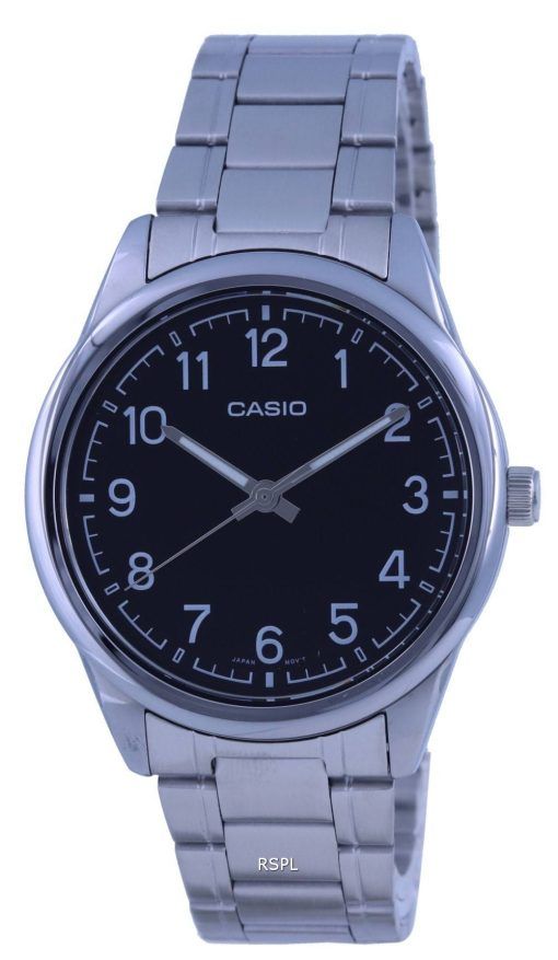 카시오 블랙 다이얼 스테인레스 스틸 아날로그 쿼츠 MTP-V005D-1B4 MTPV005D-1 남성용 시계
