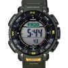 Casio Pro Trek 디지털 그린 바이오 기반 레진 스트랩 터프 솔라 PRG-340-3 100M 남성용 시계