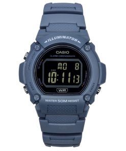 Casio 표준 일루미네이터 디지털 라이트 블루 레진 스트랩 쿼츠 W-219HC-2B 남성용 시계