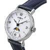 Zeppelin LZ129 Hindenburg Moon Phase Leather Strap 화이트 다이얼 쿼츠 80771 남성용 시계