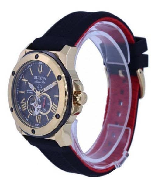 Bulova Marine Star Open Heart 검은색 다이얼 오토매틱 다이버&#39,s 98A272 200M 남성용 시계