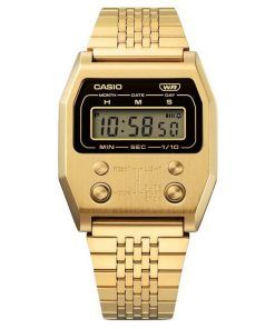 카시오 빈티지 디지털 골드 이온 도금 스테인레스 스틸 쿼츠 A1100G-5 남녀공용 시계