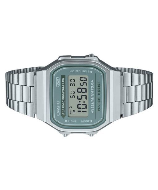 Casio 빈티지 디지털 스테인레스 스틸 팔찌 쿼츠 A168WA-3A 남성용 시계